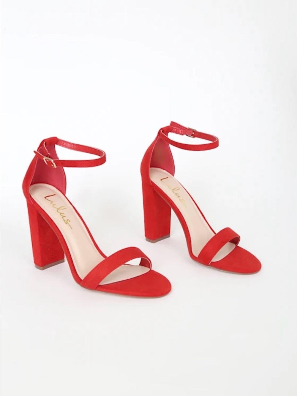 Lulus Taylor Red Suede Ankle Strap Heels - Size 9 - Picture 6 of 9